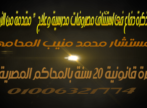 مذكرة دفاع فى استئناف مصروفات مدرسية وعلاج ” مقدمة من الزوجة “